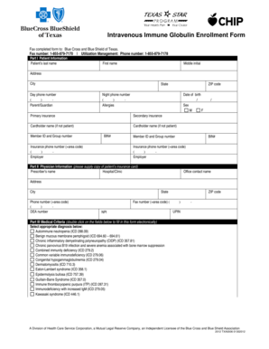 Intravenous Immune Globulin Enrollment Form