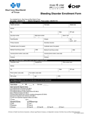 Bleeding Disorder Enrollment Form