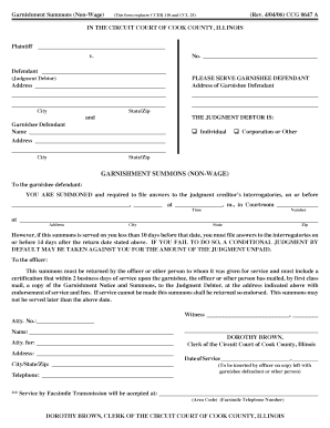 Garnishment Summons (Non-Wage)