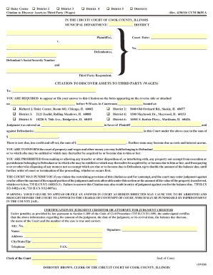 Citation to Discover Assets to Third Party (Wages)