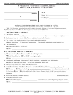 Mortgage Foreclosure Mediation Referral Order