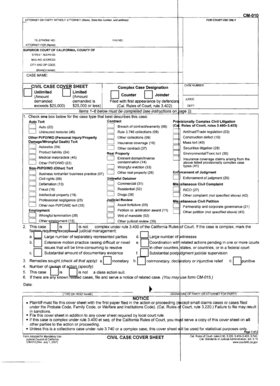California Civil Case Cover Sheet