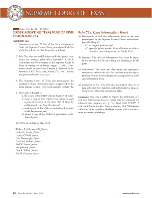 Texas Civil Case Information Sheet