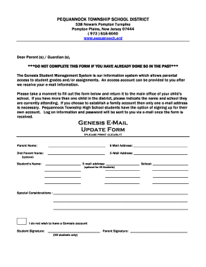 Genesis Email Update Form