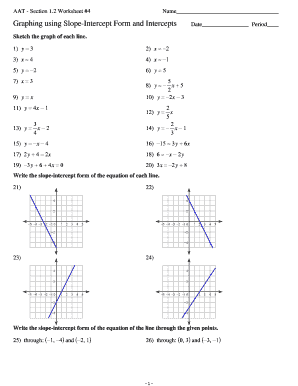 Math Worksheet Graphing Using Slope-Intercept Form