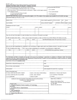 Missouri Child Abuse or Neglect Criminal Record Request