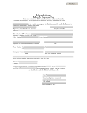 Emergency Care Consent Form