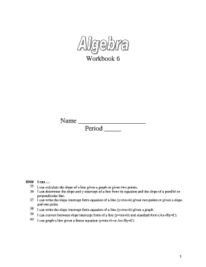 Math Workbook 6: Slope and y-intercept