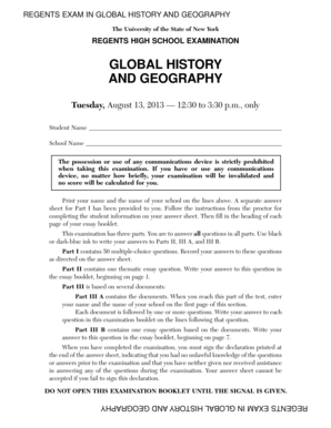 Regents Exam in Global History and Geography