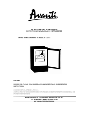 Ice Maker Instruction Manual