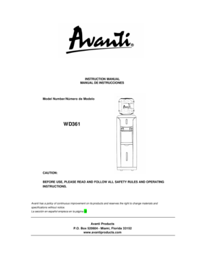 Avanti Product Registration Card