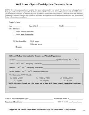 Sports Participation Clearance Form