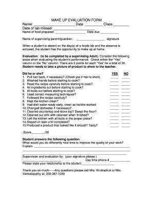 Vcom evaluation form - MAKE UP EVALUATION FORM Name: Date - www1 dcsdk12