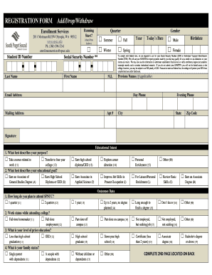 South Puget Sound Community College Registration Form