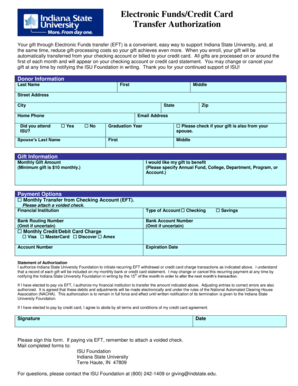 Electronic Funds Transfer Authorization Form