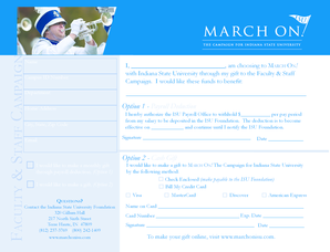 Indiana State University Faculty Staff Donation Form
