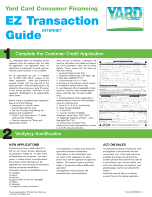 Yard Card Consumer Financing Credit Application