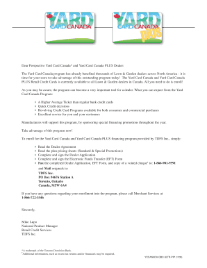 Yard Card Canada Financing Program Application