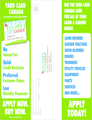 Yard Card Canada Credit Application