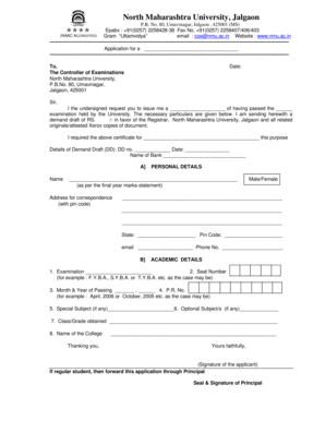 Application for University Certificate