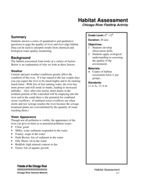Chicago River Habitat Assessment Form