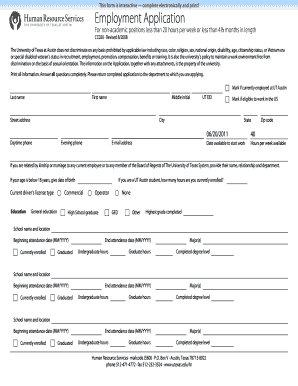 Employment Application for Non-Academic Positions