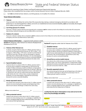 Texas Veteran Status Reporting Form
