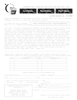 American Cancer Society Luminaria Form