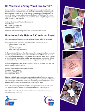 Picture a Cure Story Form