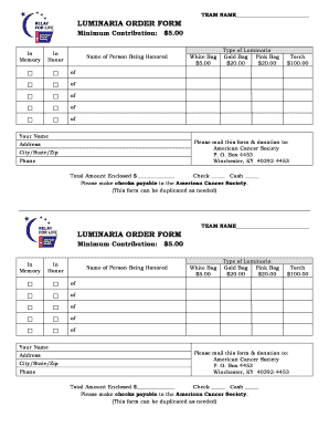 Luminaria Order Form