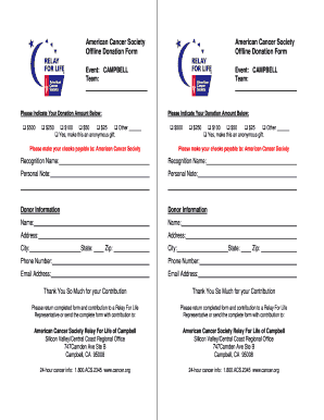 American Cancer Society Offline Donation Form