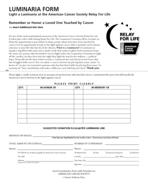 American Cancer Society Luminaria Form