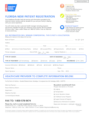American Cancer Society Florida New Patient Registration