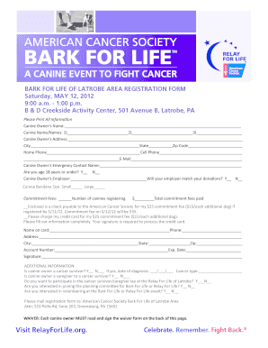 Bark For Life Registration Waiver