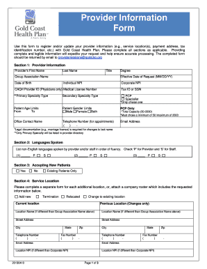 Provider Information Update Form