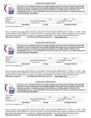 Luminaria Order Form