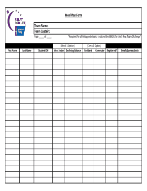 Meal Plan Form