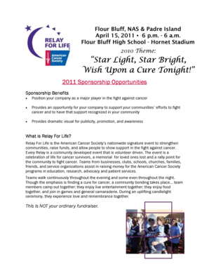 2011 Relay For Life Sponsorship Agreement