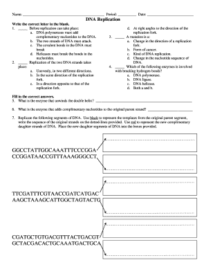 DNA Replication Worksheet