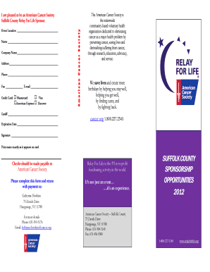 American Cancer Society Sponsorship Form