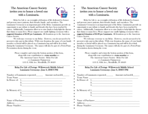 American Cancer Society Luminaria Form