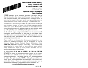 Relay For Life Luminary Dedication Form