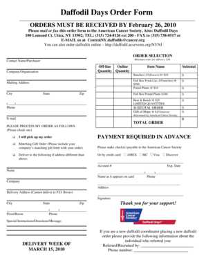 Daffodil Days Order Form