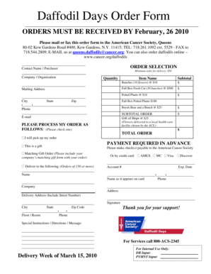 Daffodil Days Order Form