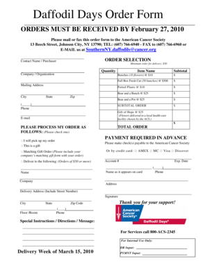 Daffodil Days Order Form