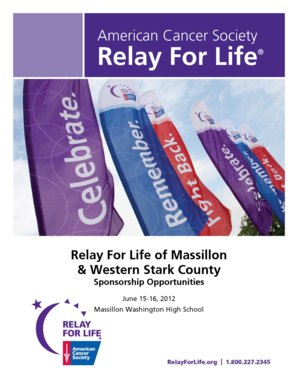 Sample book covers templates - FY12 Massillon Sponsorship Packet 111011 FINAL - Relay For Life - relay acsevents