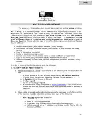 Florida Boat Title Packet Checklist