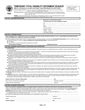 Temporary Total Disability Deferment Request