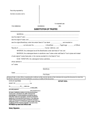 Substitution of Trustee Form