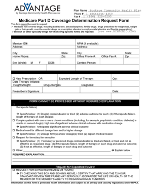 Medicare Part D Coverage Determination Request Form